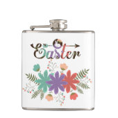 Groene varen en kleurrijke bloemen heupfles (Voorkant)