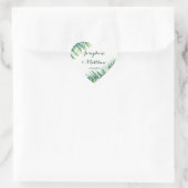 Groene Varen Foliage Waterverf Bruiloft Hart Sticker (Tas)