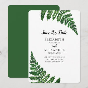 Groene varen. Moderne botanische save the date voo Kaart
