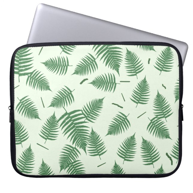Groene Varen Plant Leaf Pattern Laptop Sleeve (Voorkant)
