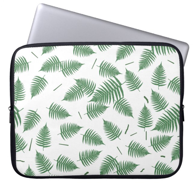 Groene Varen Plant Leaf Pattern Laptop Sleeve (Voorkant)