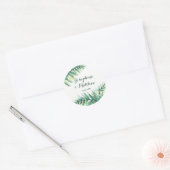 Groene Varen Waterverf Bruiloft Ronde Sticker (Envelop)