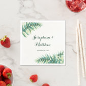 Groene varen Waterverf gebladerte verlaat bruiloft Servet (Insitu)