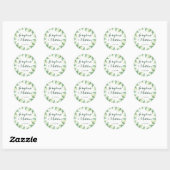 Groene Varen Waterverf Gepersonaliseerde bruiloft Ronde Sticker (Vel)