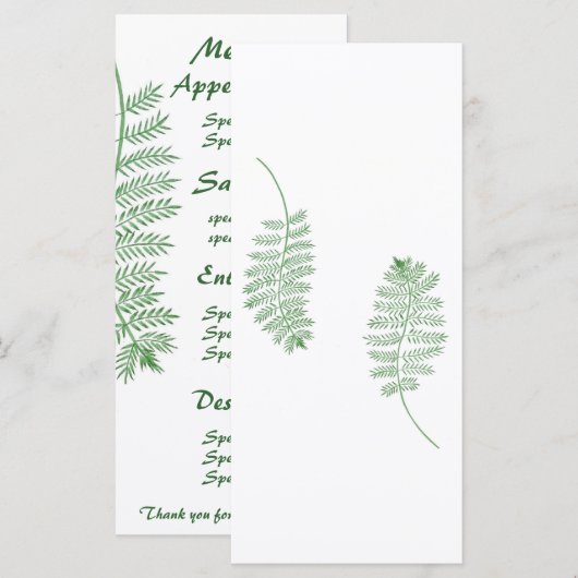 Groene varen, Wedding menu kaarten (Voorkant / Achterkant)