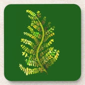Groene varenblad plant kunst bier onderzetter (Voorkant)