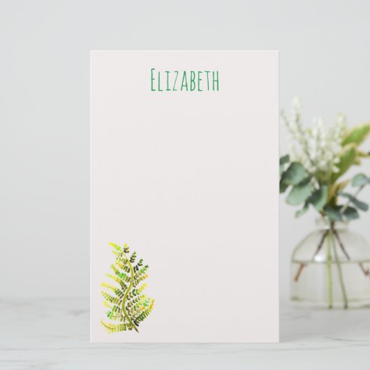 Groene varenblad plant kunst briefpapier (Staand voorkant)