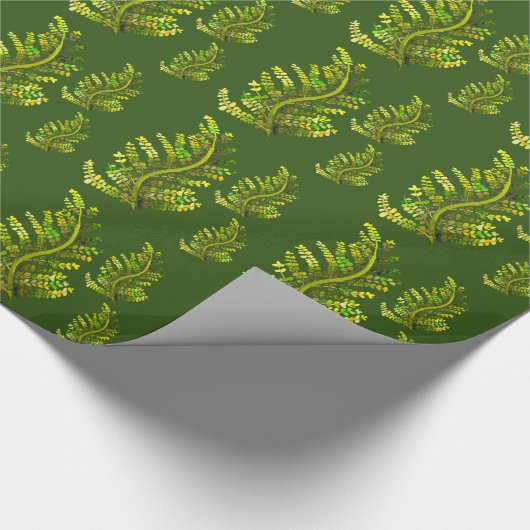 Groene varenblad plant kunst cadeaupapier (Hoek)