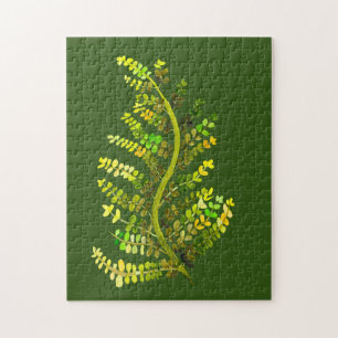 Groene varenblad plant kunst legpuzzel