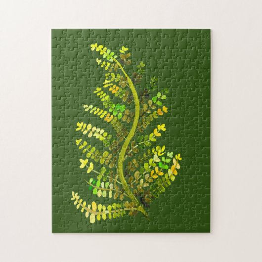 Groene varenblad plant kunst legpuzzel (Verticaal)