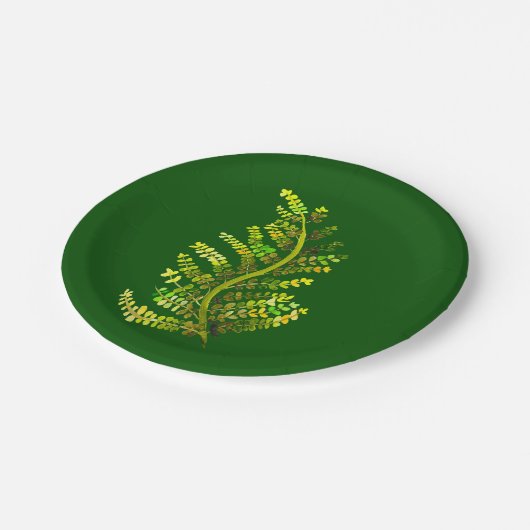 Groene varenblad plant kunst papieren bordje (Gekanteld)