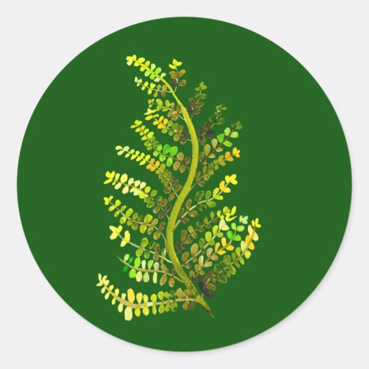 Groene varenblad plant kunst ronde sticker (Voorkant)