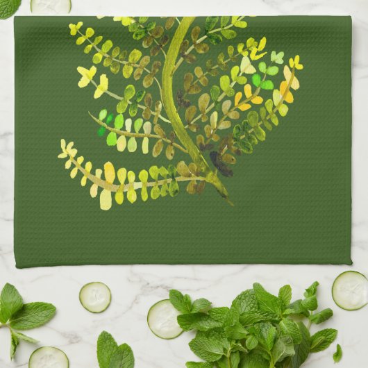 Groene varenblad plant kunst theedoek (Gevouwen)