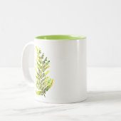 Groene varenblad plant kunst tweekleurige koffiemok (Voorkant links)