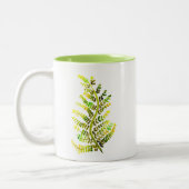 Groene varenblad plant kunst tweekleurige koffiemok (Links)