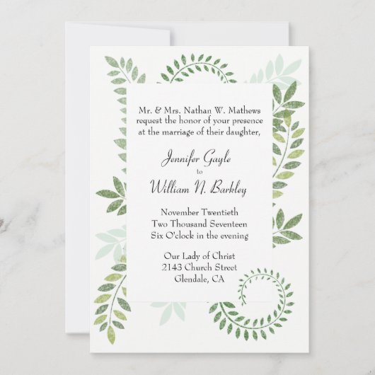 Groene varens bruiloft uitnodiging (Voorkant)