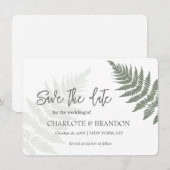 Groene varens buiten huwelijksfeest  save the date (Voorkant / Achterkant)