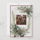 Groene varens dennenappels Sneeuwvlokken Feestdagenkaart (Voorkant)