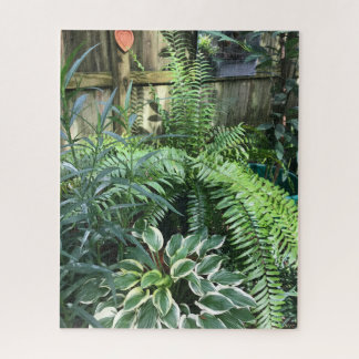Groene varens en bladeren legpuzzel