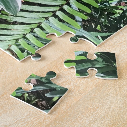 Groene varens en bladeren legpuzzel (Zijkant)