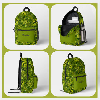 Groene varens Kaleidoscoop Boho Chic Abstract Bedrukte Rugzak