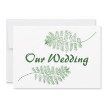 Groene varens onze bruiloft tweezijdige uitnodigin