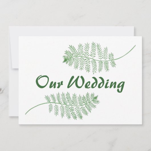 Groene varens onze bruiloft tweezijdige uitnodigin kaart (Voorkant)