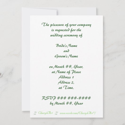 Groene varens onze bruiloft tweezijdige uitnodigin kaart (Achterkant)