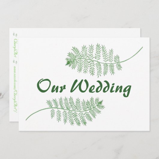 Groene varens onze bruiloft tweezijdige uitnodigin kaart (Voorkant / Achterkant)
