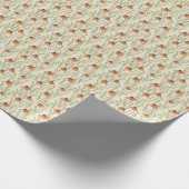 Groene varens, oranje bloemen, natuur. cadeaupapier (Hoek)