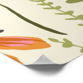 Groene varens, oranje bloemen, natuur. poster (Hoek)