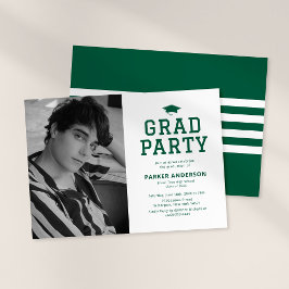 Groene Varsity Foto Afstudeerfeest Kaart
