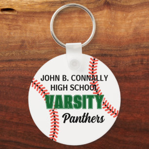 Groene Varsity Honkbal Aangepast Hoger Onderwijs T Sleutelhanger