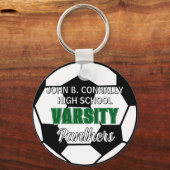 Groene Varsity Voetbal Aangepaste Hoge School Sleutelhanger (Achterkant)