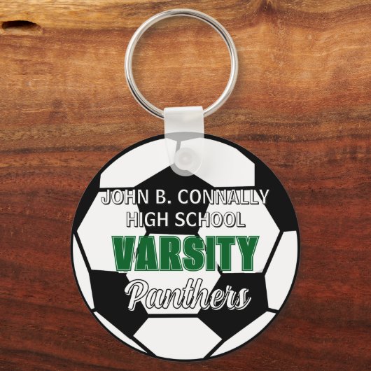 Groene Varsity Voetbal Aangepaste Hoge School Sleutelhanger (Voorkant)