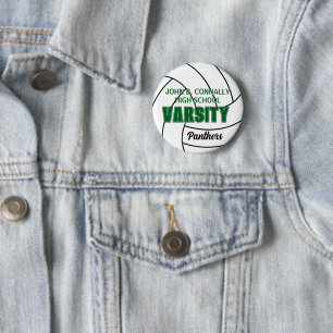 Groene Varsity Volleybal Aangepaste Hoge School Ge Ronde Button 5,7 Cm