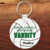 Groene Varsity Volleybal Aangepaste Hoge School Te Sleutelhanger (Achterkant)