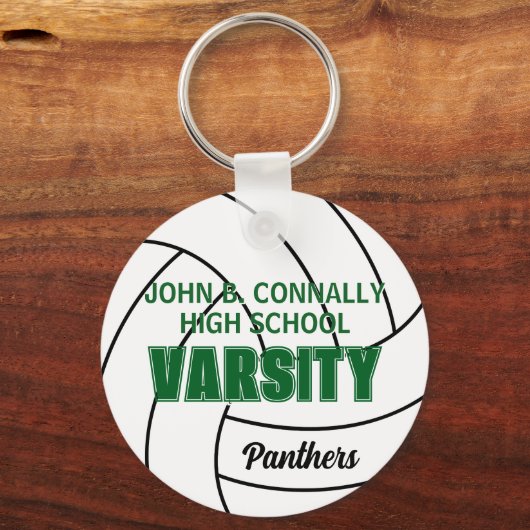 Groene Varsity Volleybal Aangepaste Hoge School Te Sleutelhanger (Voorkant)