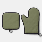 Groene, vaste kleur ovenwant & pannenlap set (Voorkant)