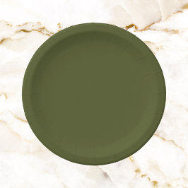 Groene, vaste kleur voor het leger papieren bordje