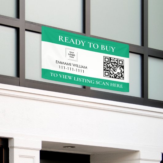 Groene Vastgoed QR-code Open Huis Banner (Buitenkant Gebouw)