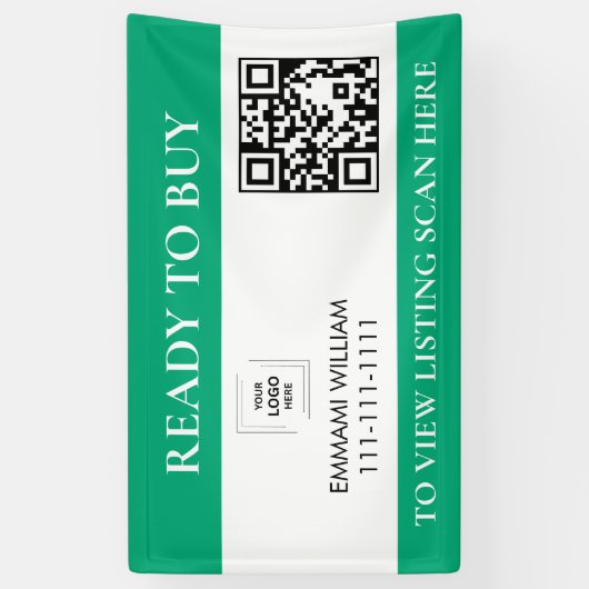 Groene Vastgoed QR-code Open Huis Banner (Verticaal)