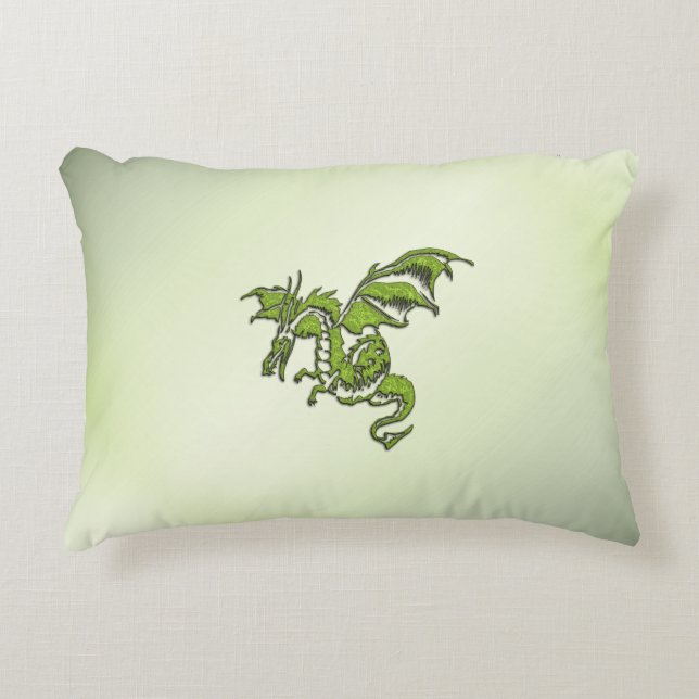 Groene vechtende draak accent kussen (Voorkant)