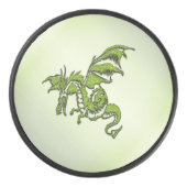 Groene vechtende draak hockey puck (Voorkant)