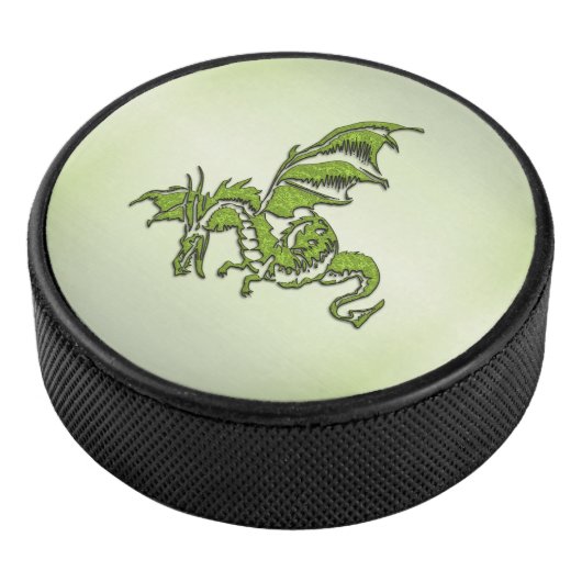 Groene vechtende draak hockey puck (3/4)