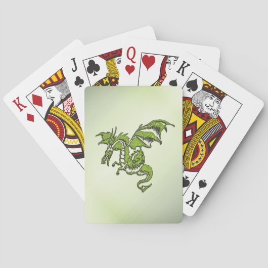 Groene vechtende draak pokerkaarten (Achterkant)