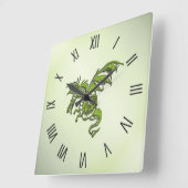 Groene vechtende draak vierkante klok (Hoek)