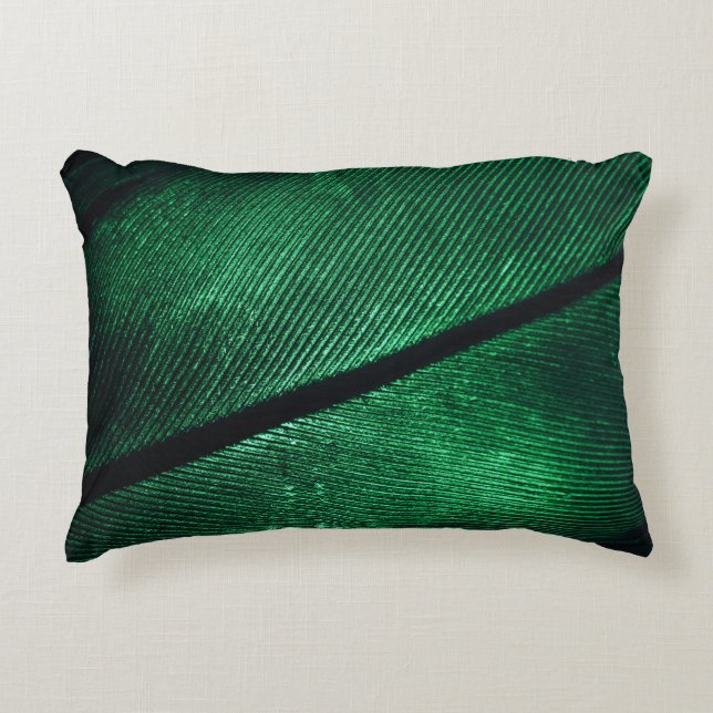 Groene veer, mooie patroontextuur. accent kussen (Voorkant)