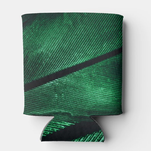 Groene veer, mooie patroontextuur. blikjeskoeler (Achterkant)