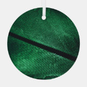 Groene veer, mooie patroontextuur. glas ornament (Achterkant)